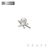 IMPLANT GRADE TITANIUM THREADLESS PUSH IN SKULL PIRATE FLAG TOP PART (ONLY)